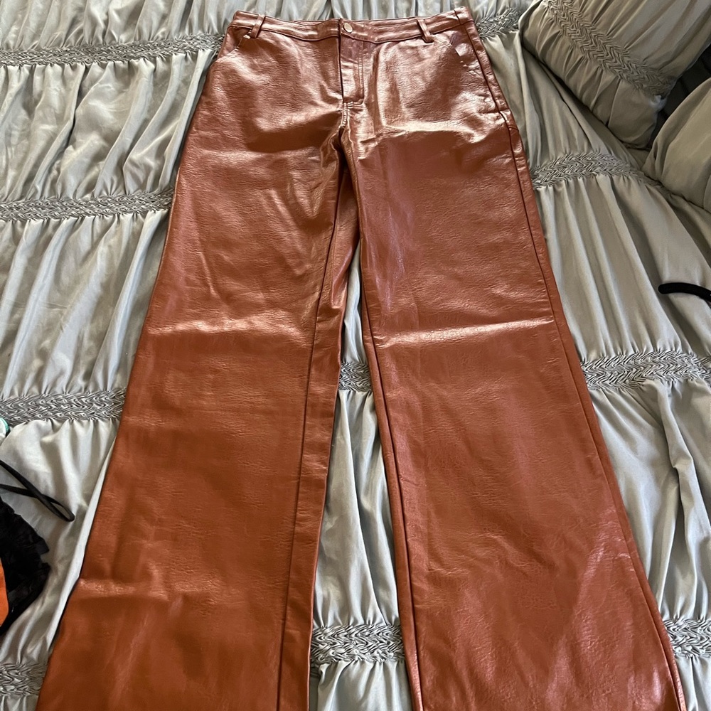 Princess Polly Faux Leather wide leg pants